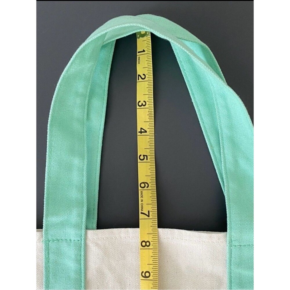Rare NEW Trader Joe's Mini Pastel Canvas Tote Bag Cream & Mint Green Lunch Bag - Picture 9 of 9